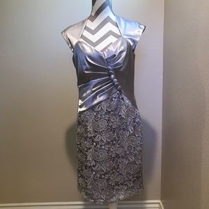 Sliver satin and lace bottom dress